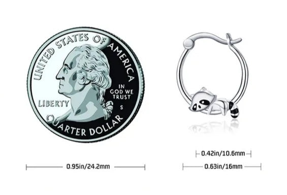 Sleeping Raccoon jewelry (Ring + Earrings)