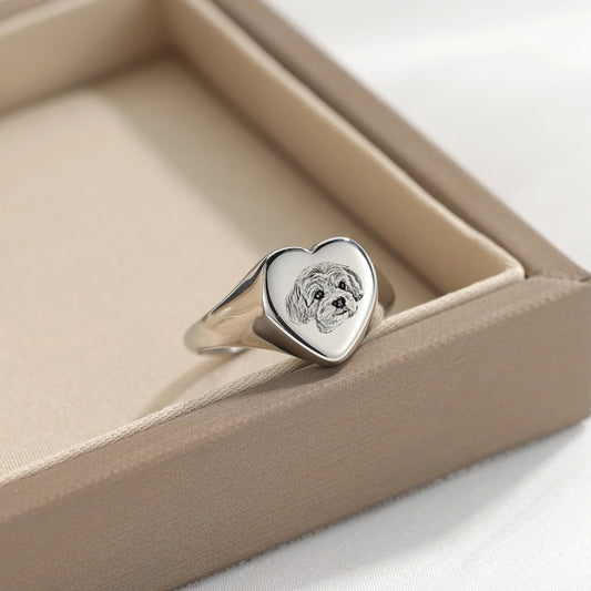 "In my Heart Forever" Custom Pet Face Ring