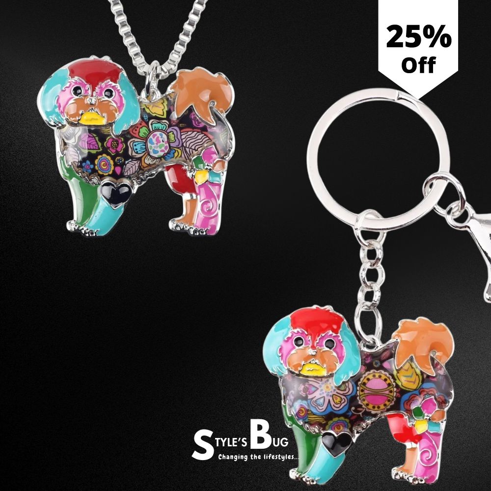 Artistic Coton de Tulear Necklace / Keychain