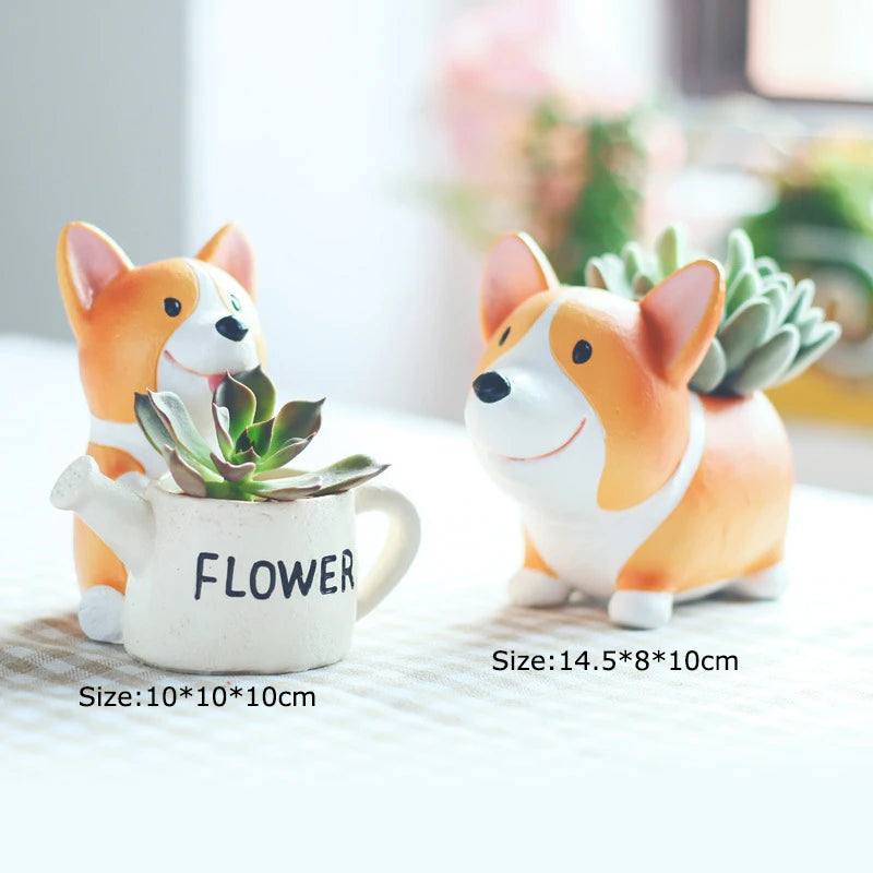 Cute Dog Planters (with drainage hole)