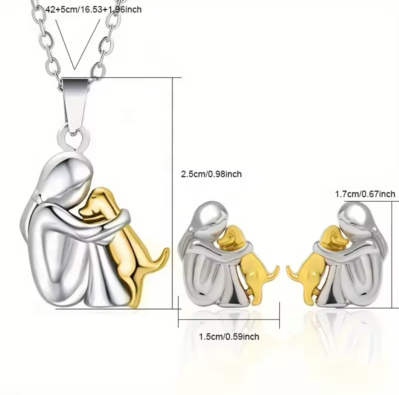 ‘Golden Retriever with Mom’ Jewelry Set