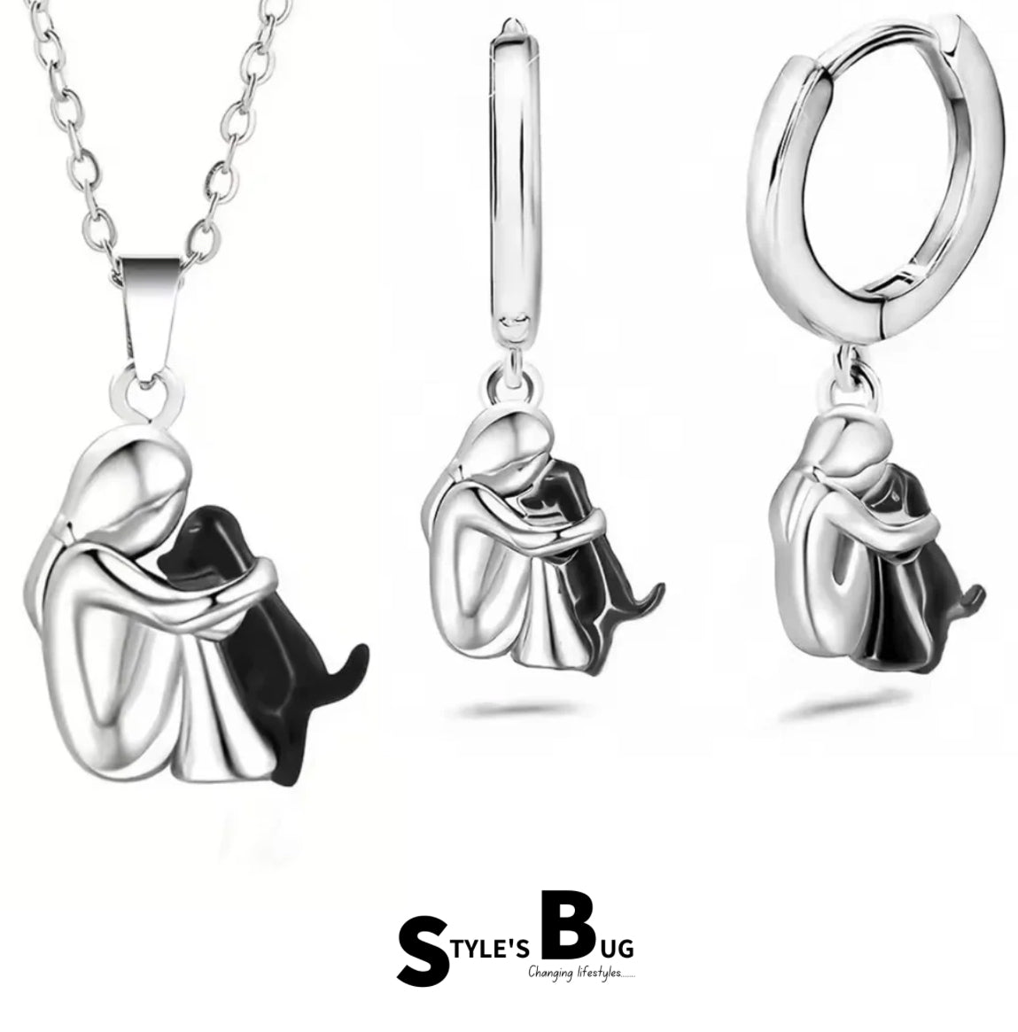 ‘Border Collie with Mom’ Jewelry Set