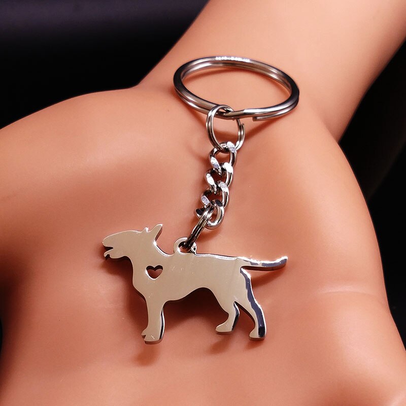 Realistic Dog shaped keychains with cropped Heart