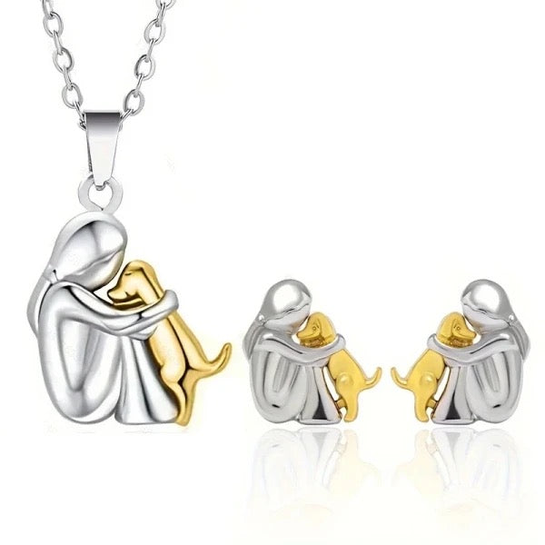 ‘Golden Retriever with Mom’ Jewelry Set