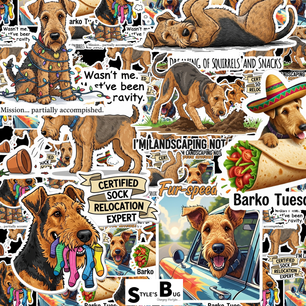Airedale Terrier Sticker Packs by Style's Bug