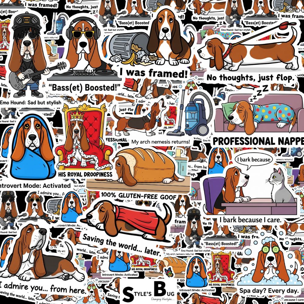 Basset Hound Sticker Packs by Style's Bug