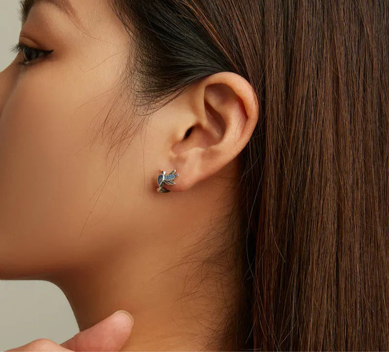 Blue Gem Hummingbird Earrings
