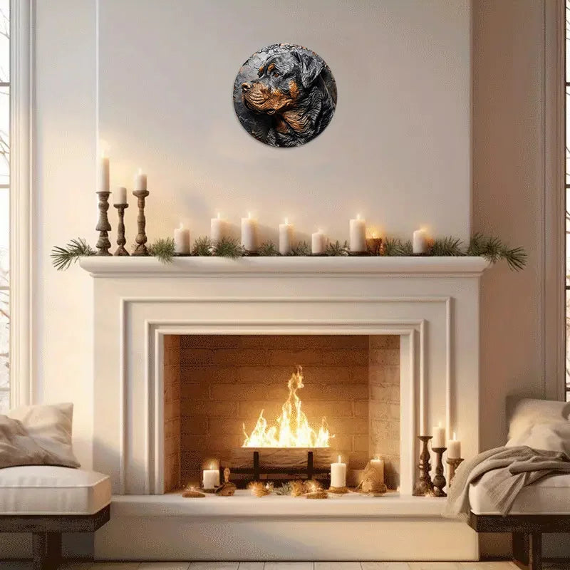 Alloy Rottweiler Standing Ornament Portrait