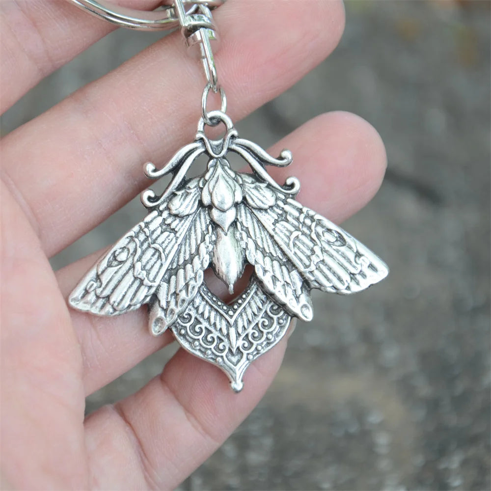 Retro Gothic Moth Keychain