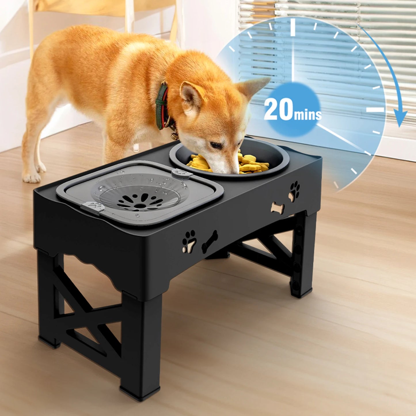 3 In 1 Height Adjustable Pet Feeder - Slow Feed method
