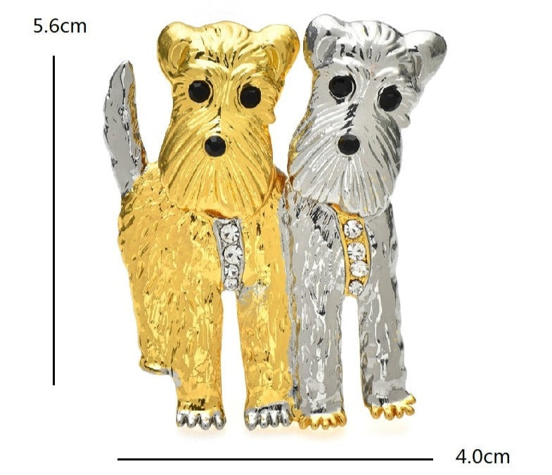 "Schnauzer Twins" Head Movable Brooches (2pcs pack)