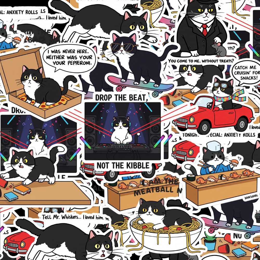 Tuxedo Cat Sticker Packs by Style's Bug