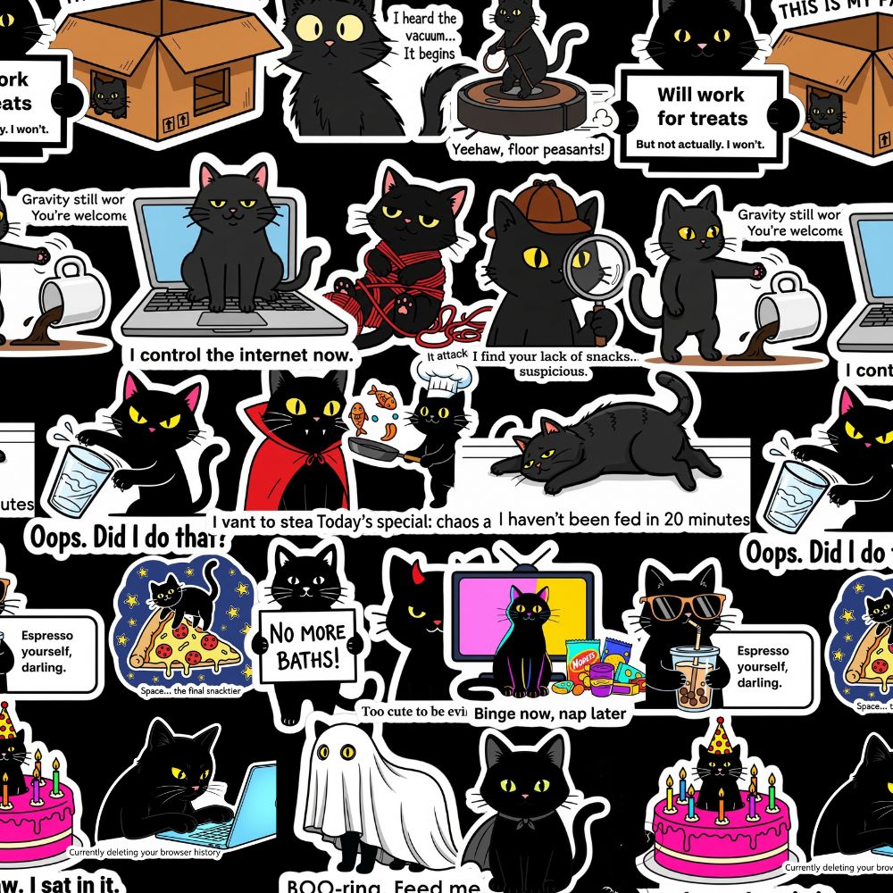 Black Cat Sticker Packs by Style's Bug