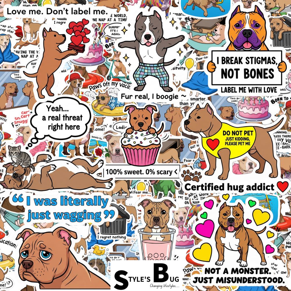 Pitbull / Staffy Sticker Packs by Style's Bug