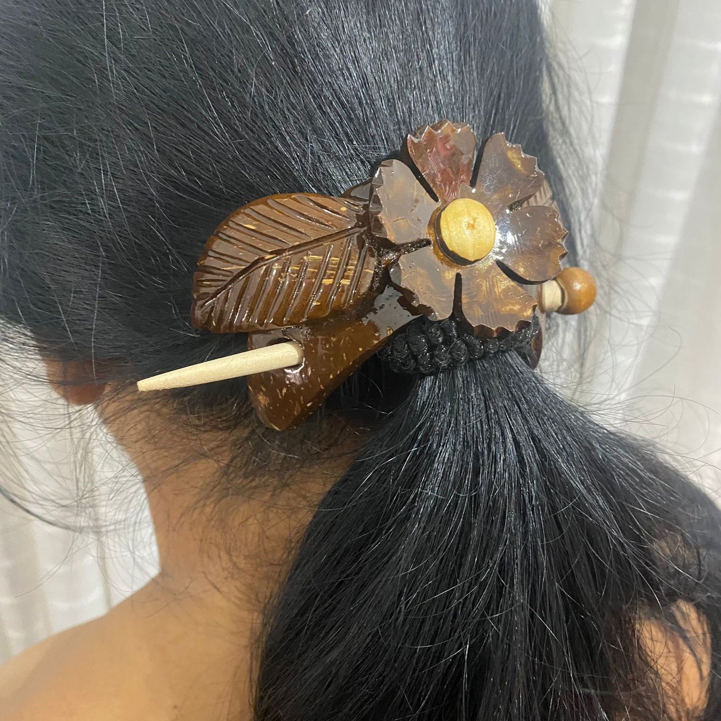 Coconut shell Hair clip set