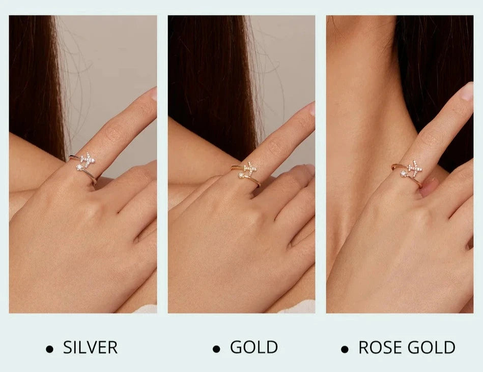 Silver Airplane adjustable ring