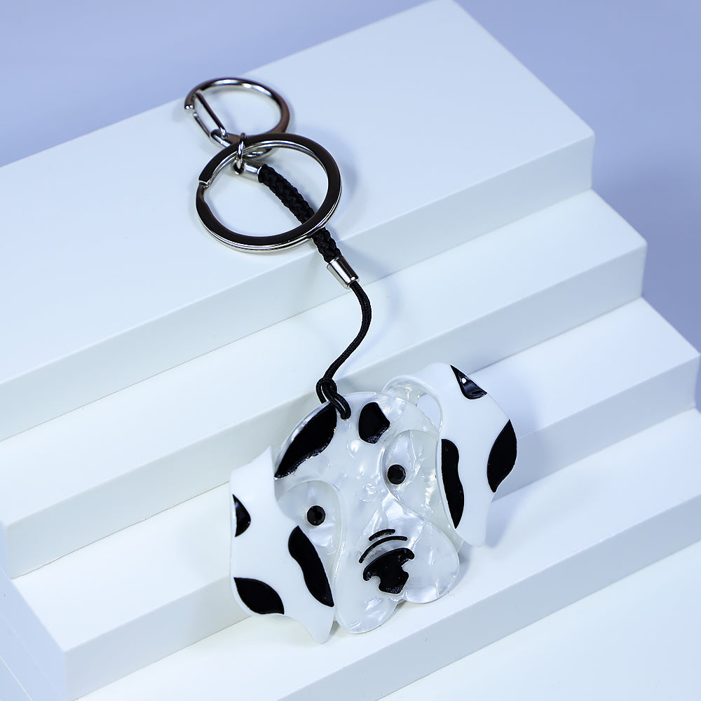 Realistic Dalmatian Face brooch and keychain