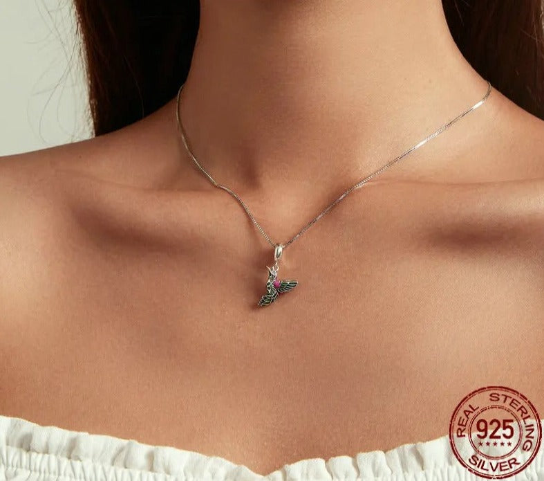 Pinkish Hummingbird Jewelry Set