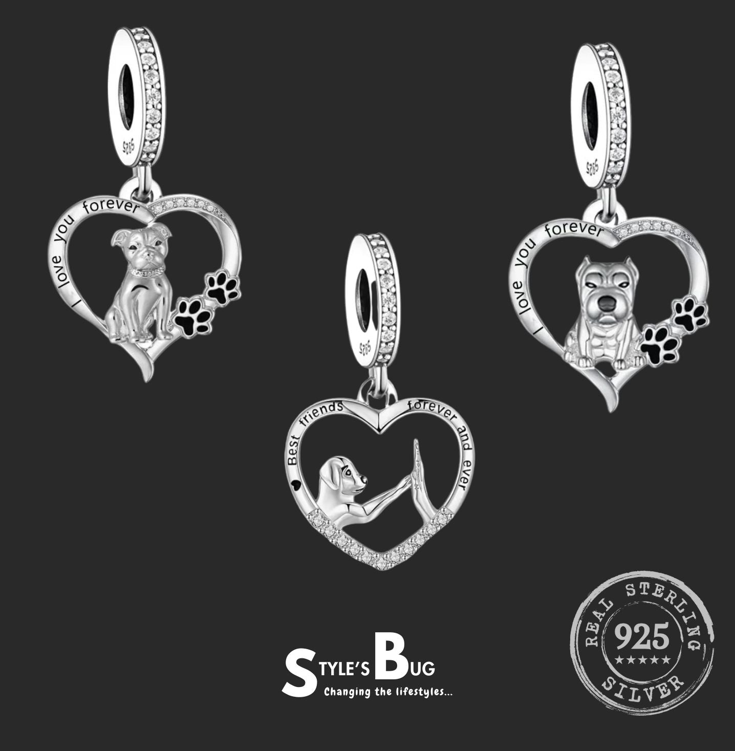 Pitbull / Staffy 'I love you forever' Dog Pendants
