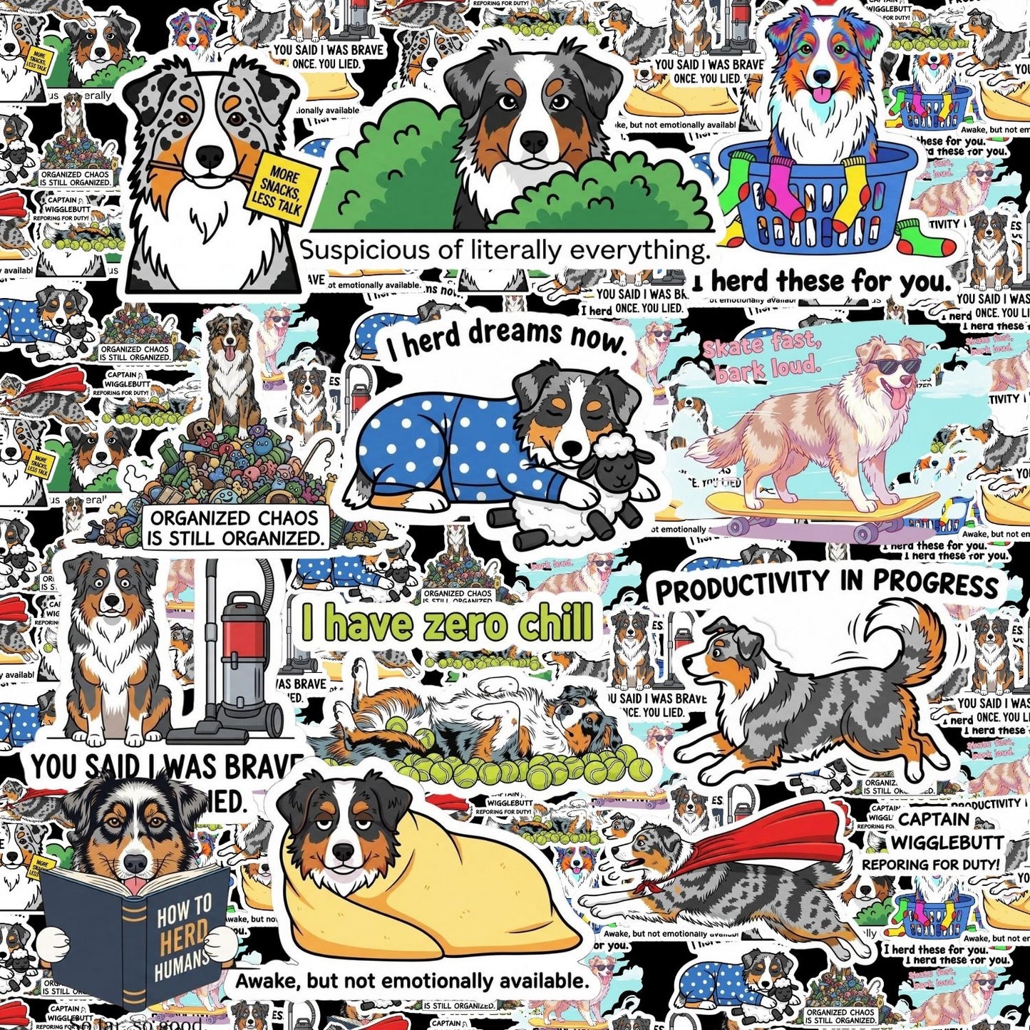 Australian Shepherd Sticker Packs by Style's Bug