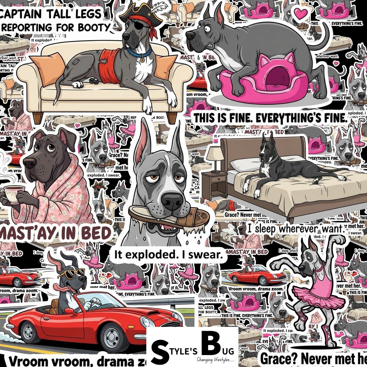 Great Dane Sticker Packs by Style's Bug