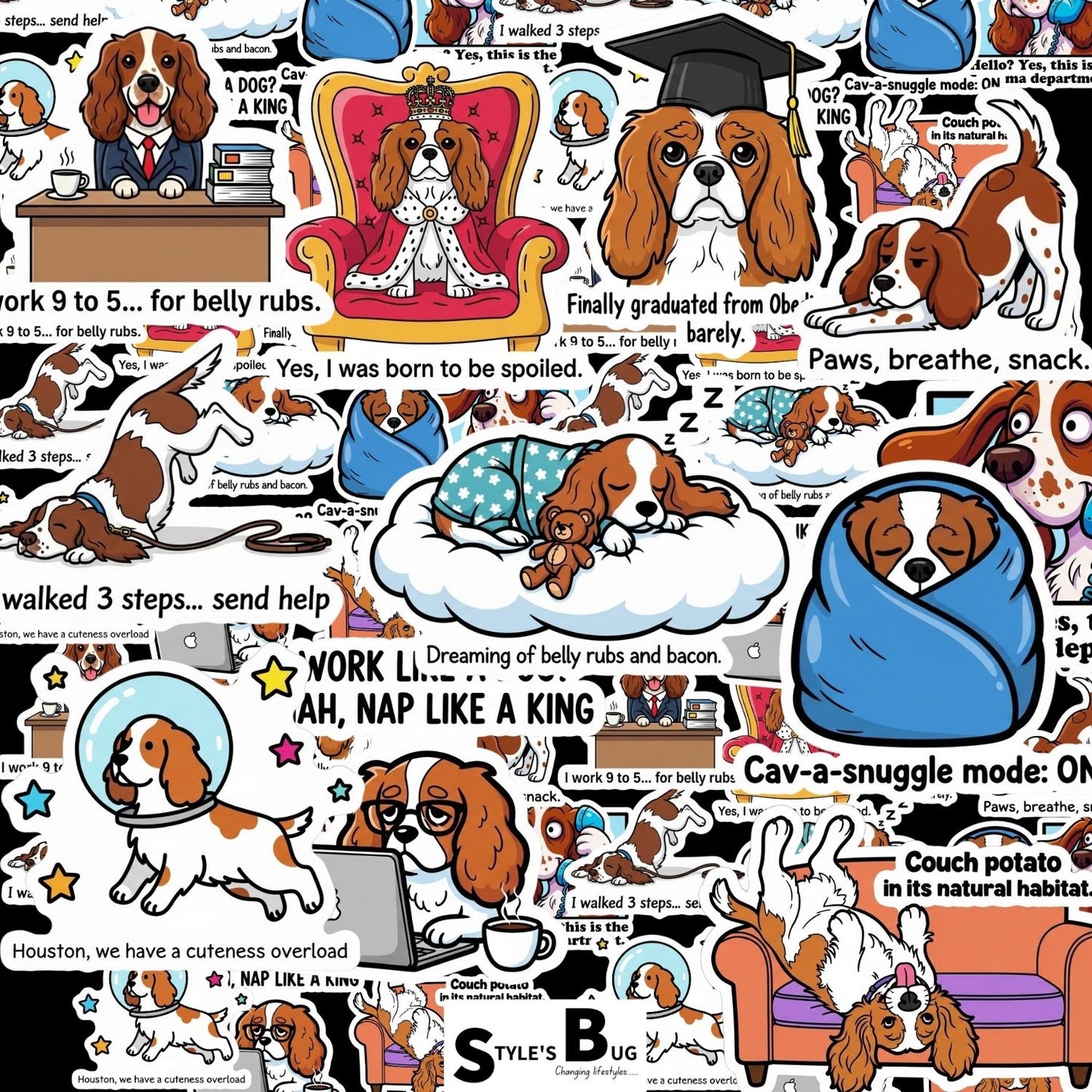 Cavalier King Charles Spaniel Sticker Packs by Style's Bug