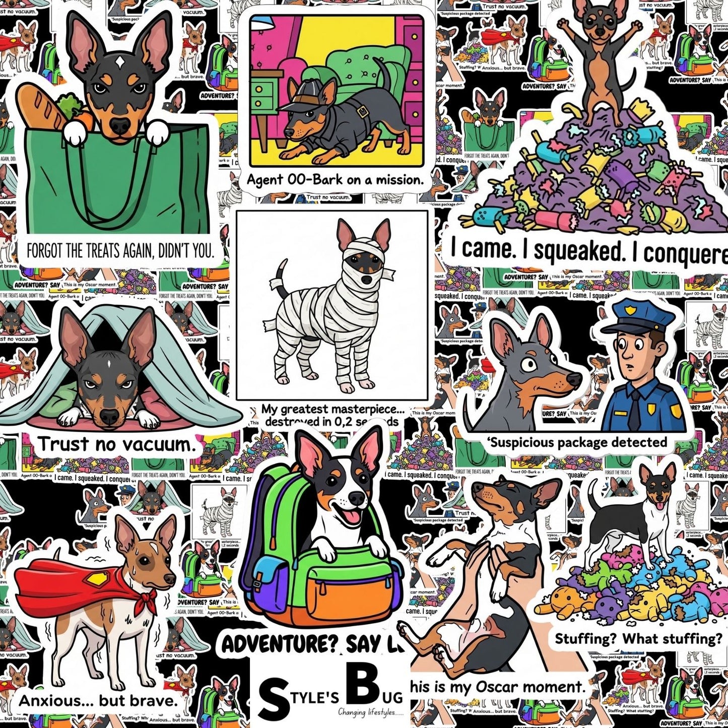 Rat Terrier Sticker Packs by Style's Bug