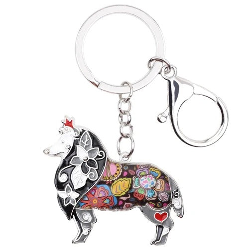 Artistic Rough Collie Necklace / Keychain