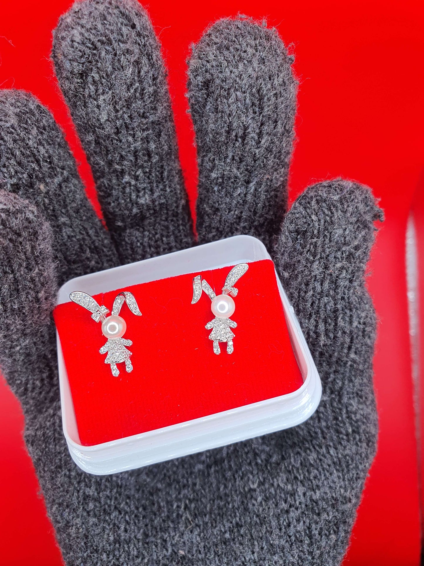 Pearl Rabbit Lady earrings