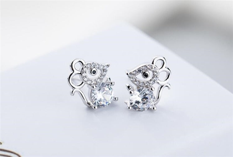 "Silver Crystal Mouse" Earrings - Style's Bug