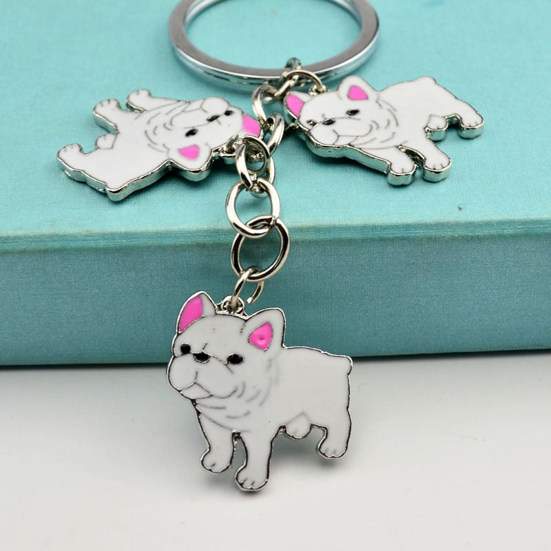 French Bulldog Keychains (2pcs pack) - Style's Bug 2 x White Triplets keychains