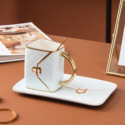 Stylish Handbag Teacup (With Saucer & Spoon) - Style's Bug Blue