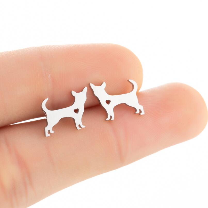 Realistic Dog Earrings (2 pairs pack) - Style's Bug Chihuahua Standing / Gold