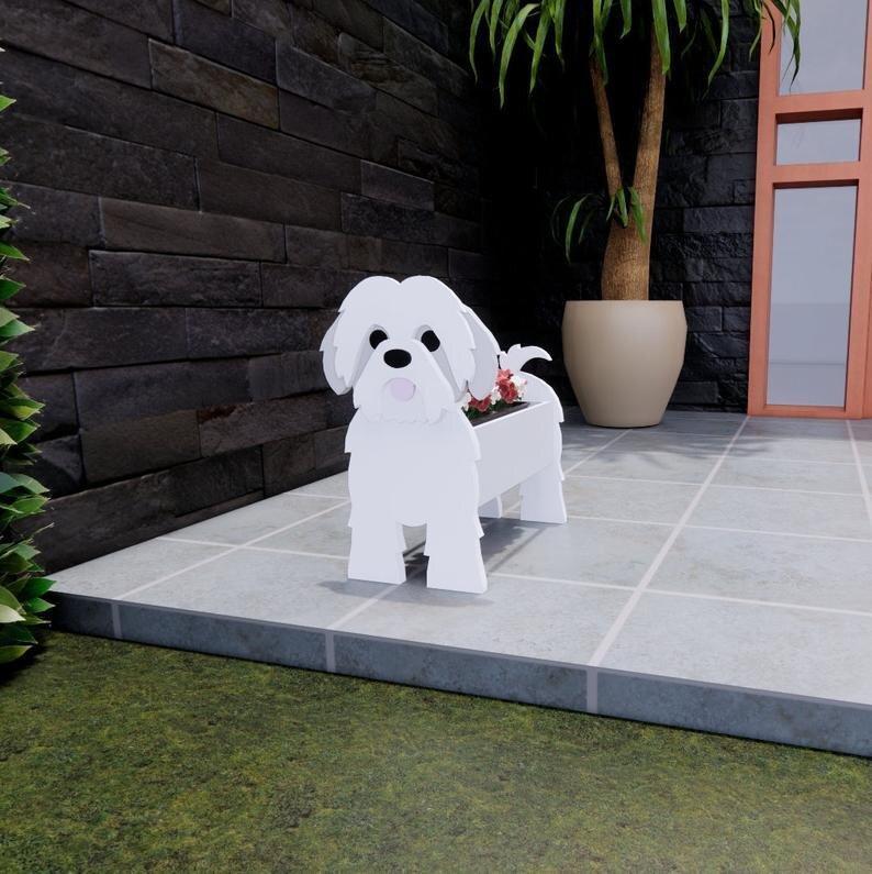 Realistic Dog flower planters - Style's Bug Maltese / 34 cm