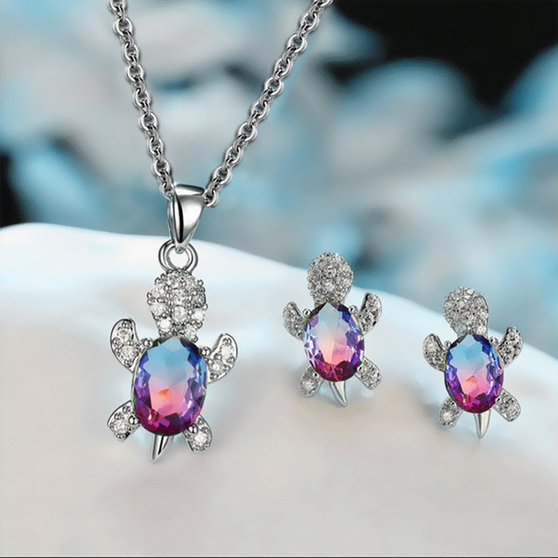 Zircon Turtles Pack by Style's Bug (Necklace + Earrings) - Style's Bug Multicolor (Most Popular)