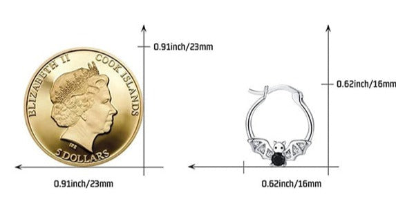 "Bat & the dark stone" hoop earrings - Style's Bug