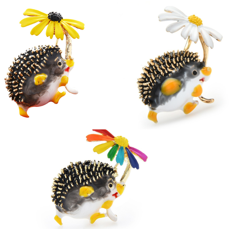 Realistic Hedgehog Brooches