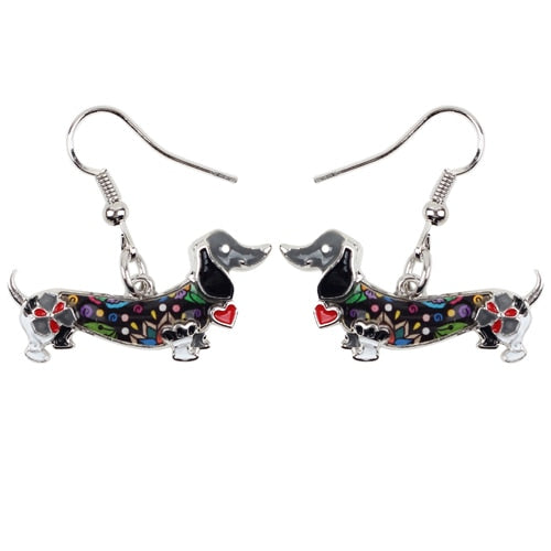 Colorful Dachshund earrings by Style's Bug - Style's Bug Grey