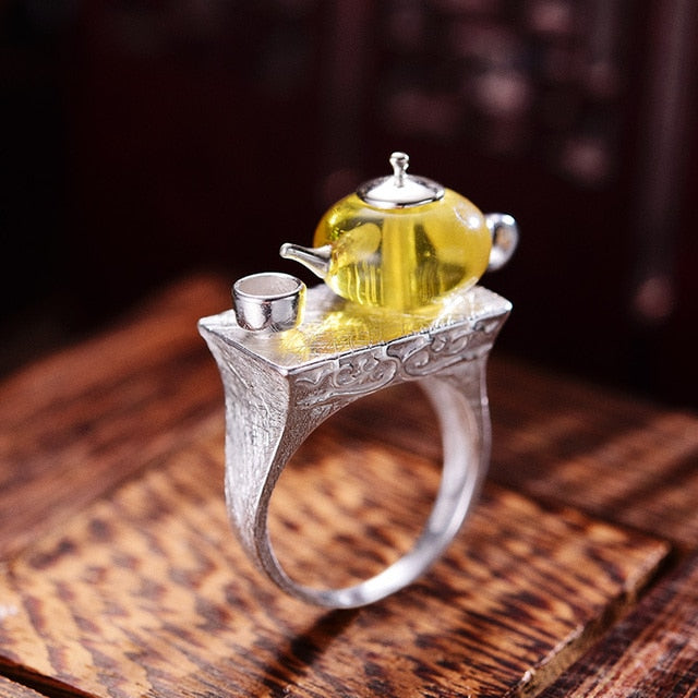 Tea set jewelry by Style's Bug - Style's Bug Yellow / Ring (Size 6.5)