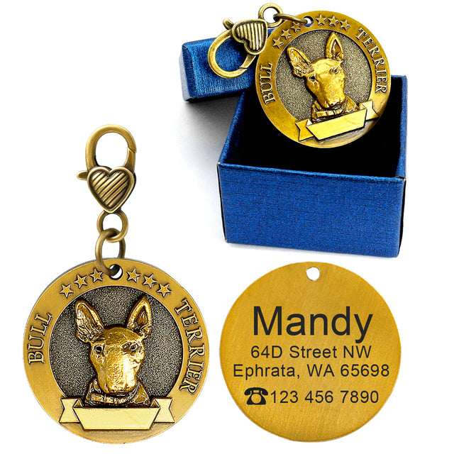 Custom Vintage Dog collar tags by SB - Style's Bug Bull Terrier