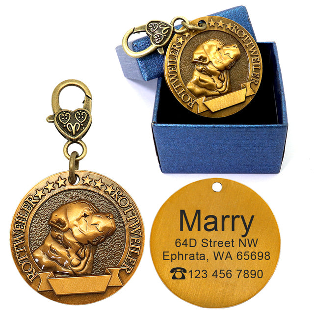 Custom Vintage Dog collar tags by SB - Style's Bug Rottweiler