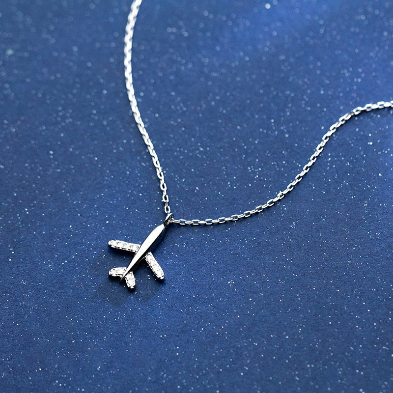 Silver Airplane necklace by Style's Bug - Style's Bug