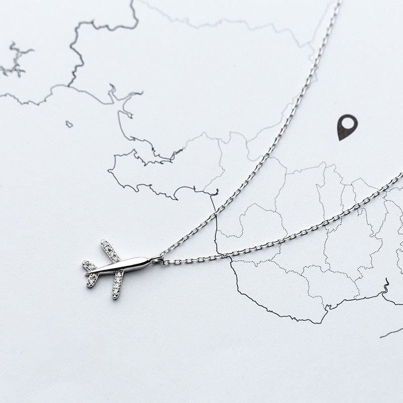 Silver Airplane necklace by Style's Bug - Style's Bug