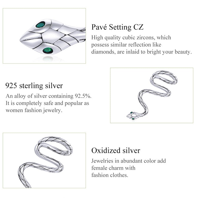 Green eyed Snake ear clip by Style's Bug - Style's Bug