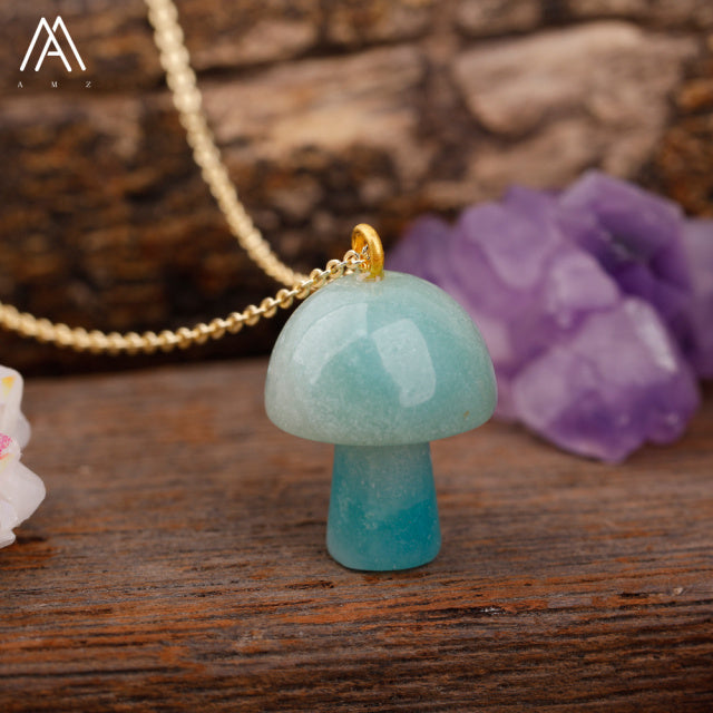 Healing Mushroom stone necklaces by Style's Bug - Style's Bug Amazonite
