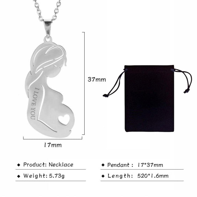 Custom Mom Baby necklace by Style's Bug - Style's Bug Gold / Pregnant mom