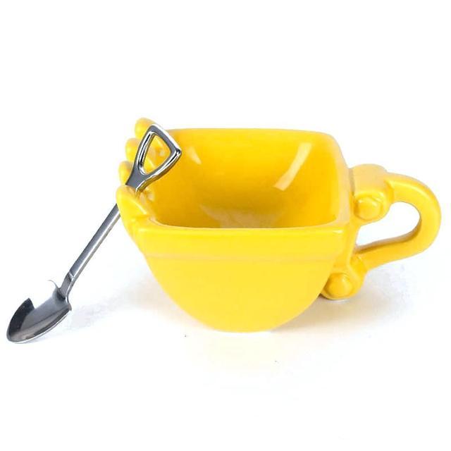 Excavator Bucket Mug by Style's Bug (+ Shovel spoon) - Style's Bug Yellow