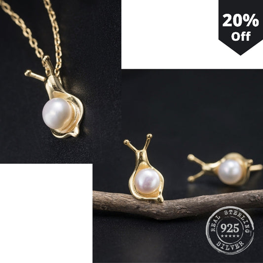 Pearl Shell Snail Jewelry by Style's Bug - Style's Bug Full set - Necklace + Earrings (20% OFF)