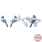 "Blue Budgie on the Silver branch" Jewelry Set