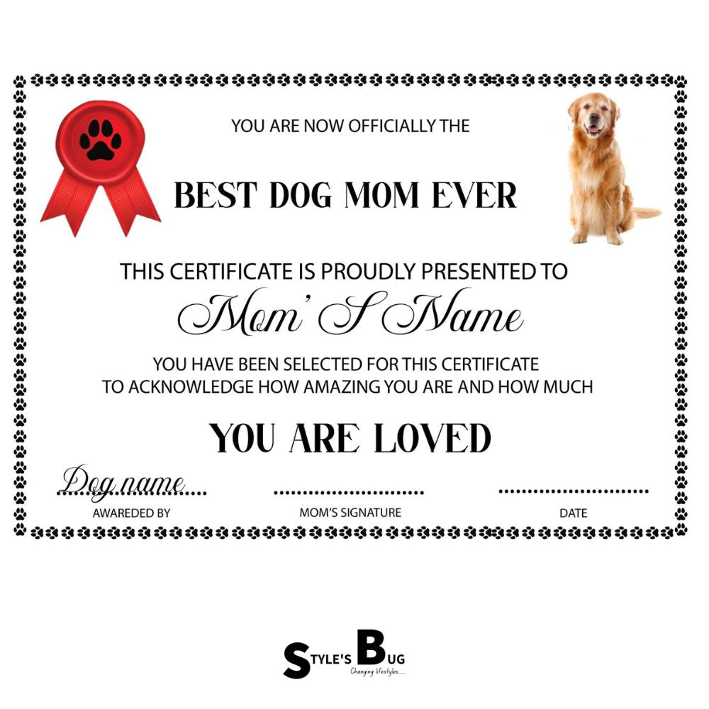 Funny Pet Certificates by Style's Bug